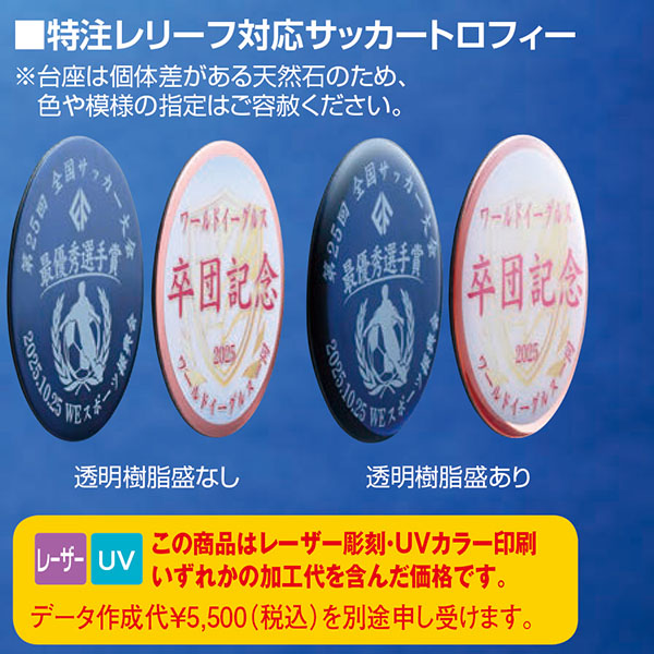 【サッカートロフィ】ロゴ入れ自在！SH-7994 UV印刷 透明樹脂盛あり ” 30％OFF